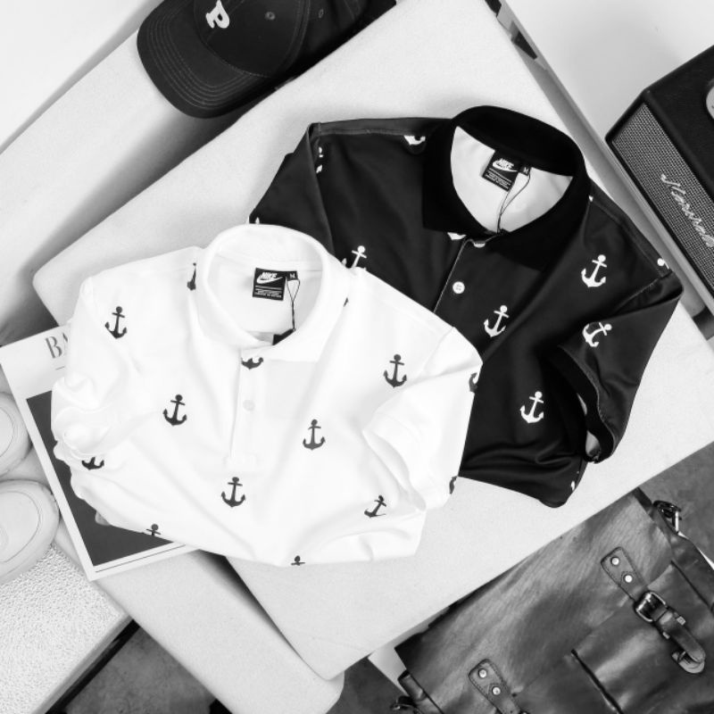 Áo Thun Nam Cổ trụ Mỏ Neo Nhí Hàng Cao Cấp, Áo Phông Nam Tay Ngắn Thể Thao Chất Cotton Co Giãn 4 Chiều Thoải Mái