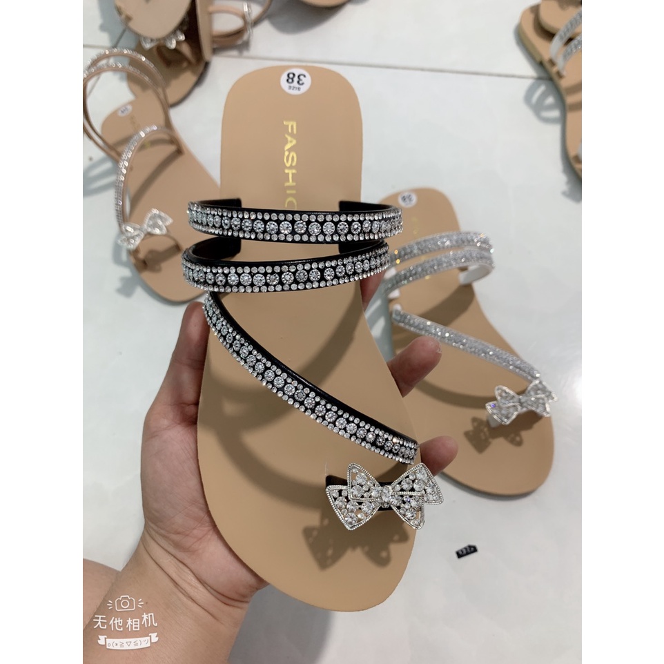 Dép nữ quai ngang đính đá siêu đẹp