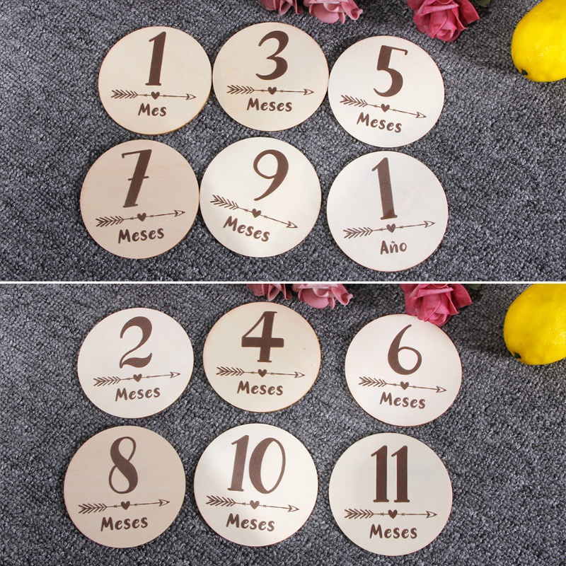Set 6 Tấm Thẻ Ghi Chú Đánh Dấu Cột Mốc Phát Triển Theo Tháng Cho Bé