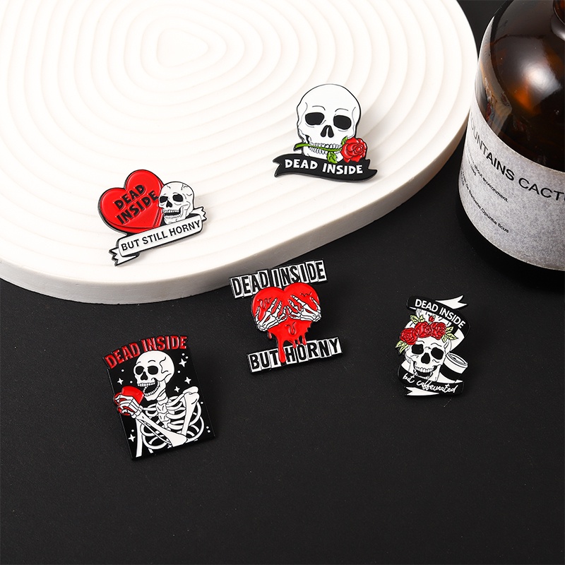 Ghim Cài Áo Hình Đầu Lâu Hoa Hồng Tráng Men Phong Cách Punk Cá Tính 5 Kiểu Lựa Chọn