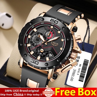 Lige Đồng Hồ Quartz Nam Dây Da Chống Thấm Nước Kiểu Dáng Thể Thao