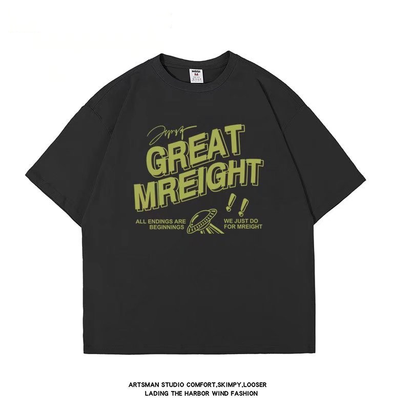 Áo Thun Tay Ngắn Cổ Tròn In Chữ Size M-8XL Phong Cách Mới Cho Nam