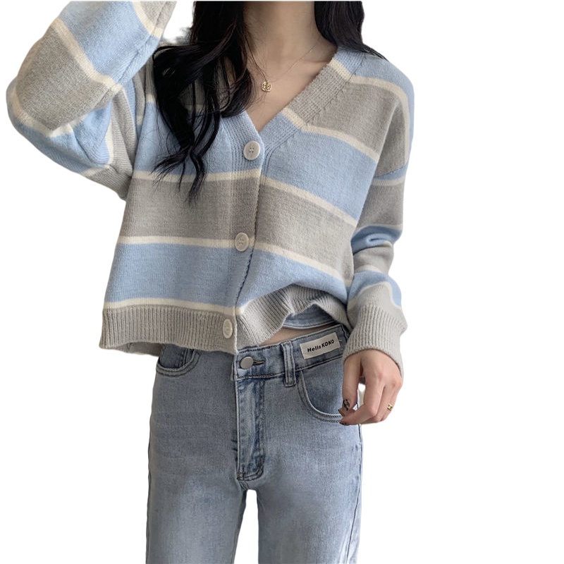 Áo khoác cardigan cổ chữ V thời trang Hàn Quốc tùy chọn màu sắc cho nữ