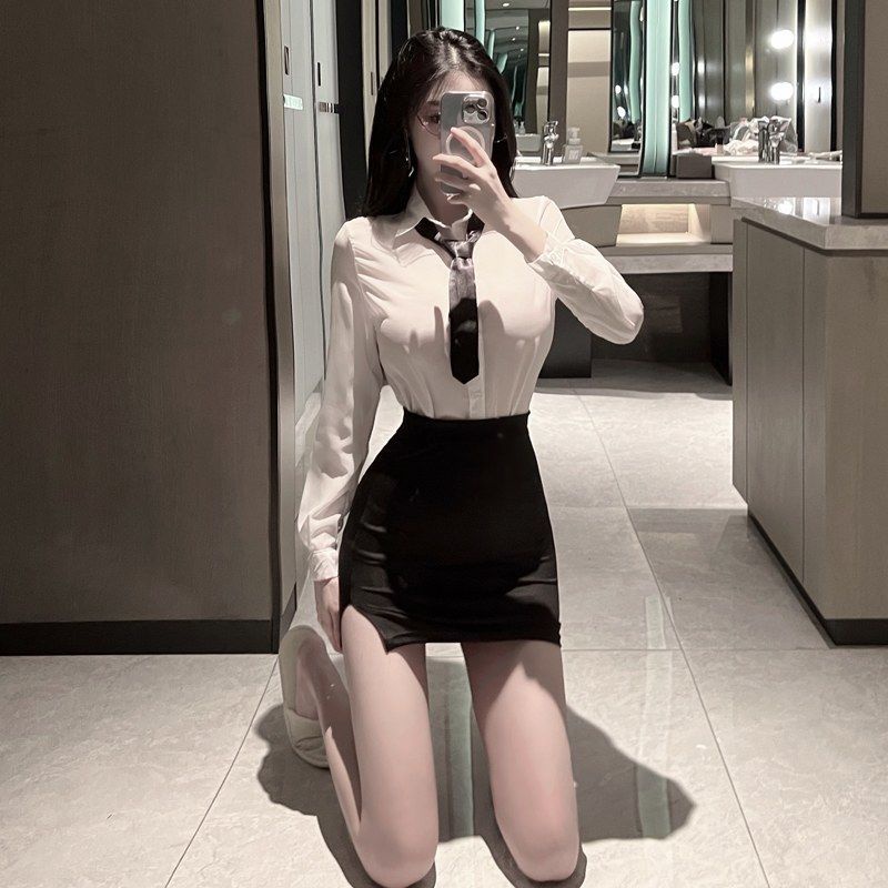 Váy ngủ hóa thân thư ký kèm vavat B209