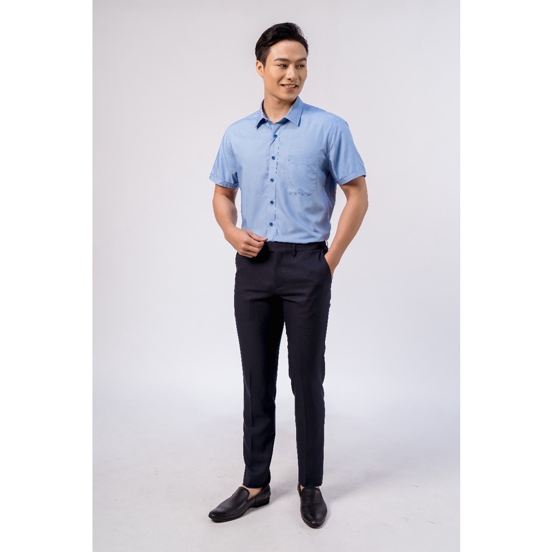 Áo Sơ Mi Nam Ngắn Tay Owen BA220401NT Somi Cộc Tay Công Sở Cao Cấp Xanh Nâu Caro Chất Bạc Hà Dáng Suông Tà Bằng Có Túi