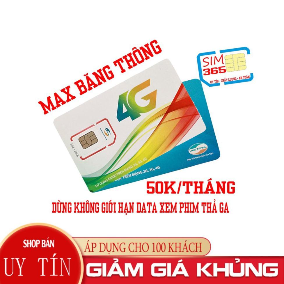 Sim Max Băng Thông 4G Viettel,Dùng Thải Ga Không Sợ Hêt Data