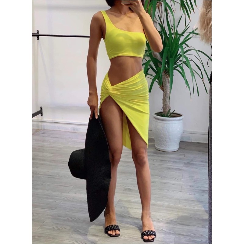 [ HÀNG CÓ SẴN ] Set bikini hot 2021 Ngọc Trinh đi biển, xoắn hông (kèm hình thật)