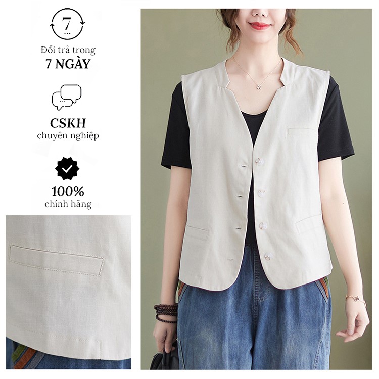 Áo khoác vest gile Tôn dáng Thích Hợp Đi Chơi Hẹn Hò Đi Tiệc chất liệu linen bột cao cấp