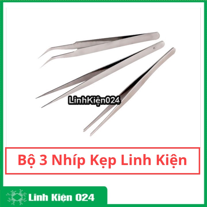 Bộ 3 Nhíp Kẹp Linh Kiện Điện Tử Vàng