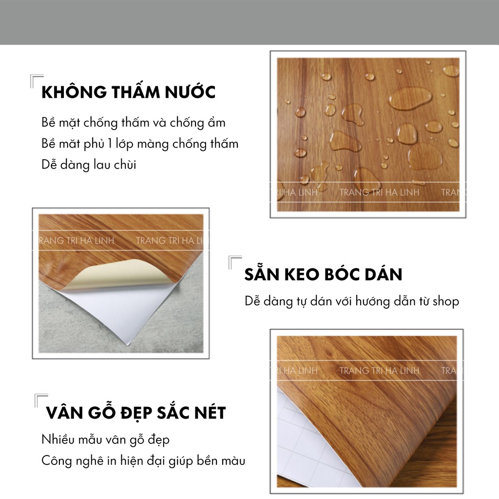 Decal giả gỗ chuyên dán tủ bàn chống thấm nước, giấy dán tường giả gỗ sẵn keo khổ 1.2m giá rẻ