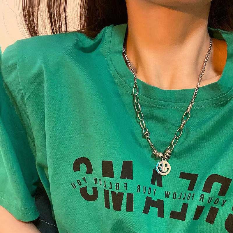 Mặt Dây Chuyền Hình Mặt Cười Bằng Thép Không Gỉ Phong Cách Hip Hop Cá Tính