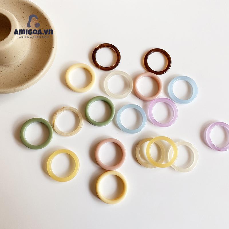 Nhẫn Nhựa Resin Mini 17mm Nhiều Màu Sắc