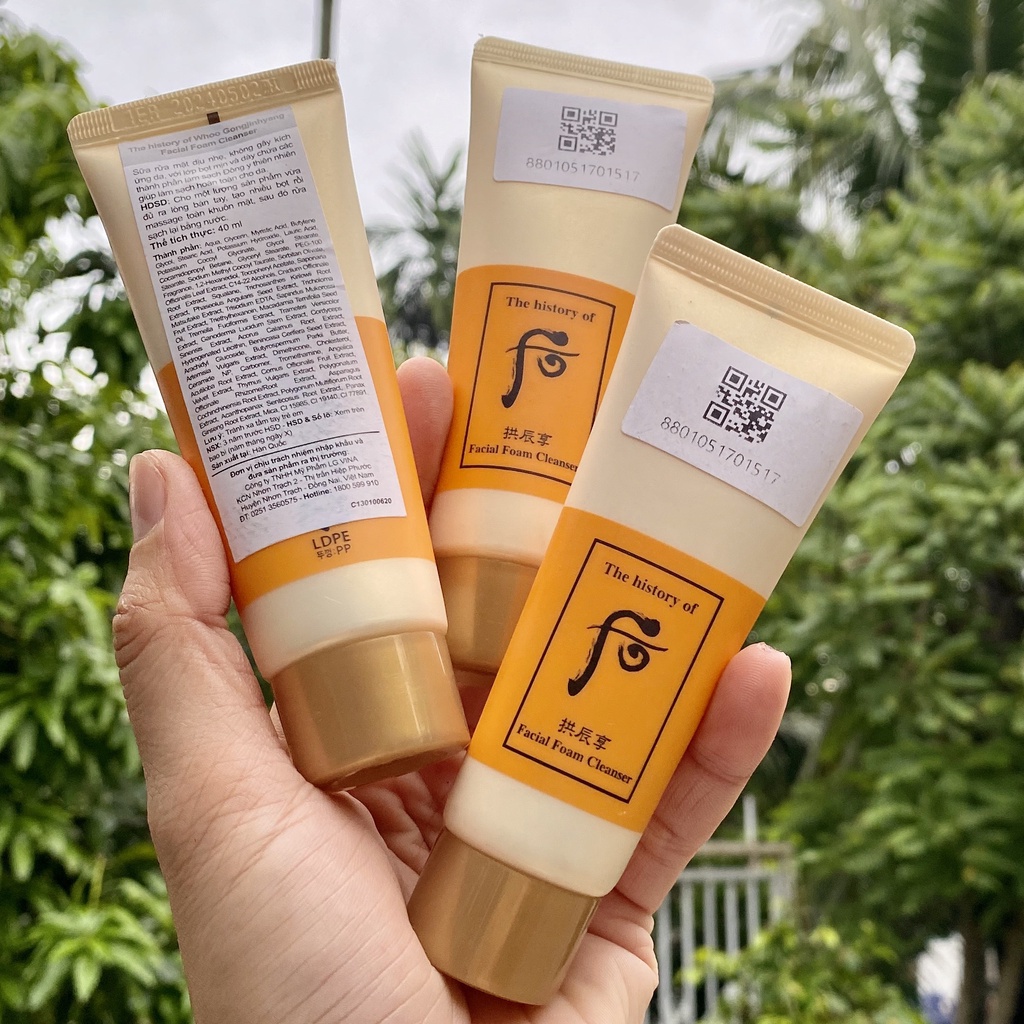 Chuẩn Auth - Sữa rửa mặt Whoo vàng nhân sâm 40ml
