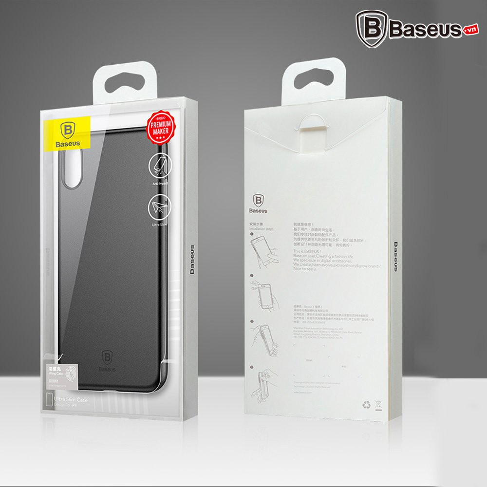 Ốp lưng Siêu mỏng, Chống bám vân tay Baseus Wing cho iPhone X