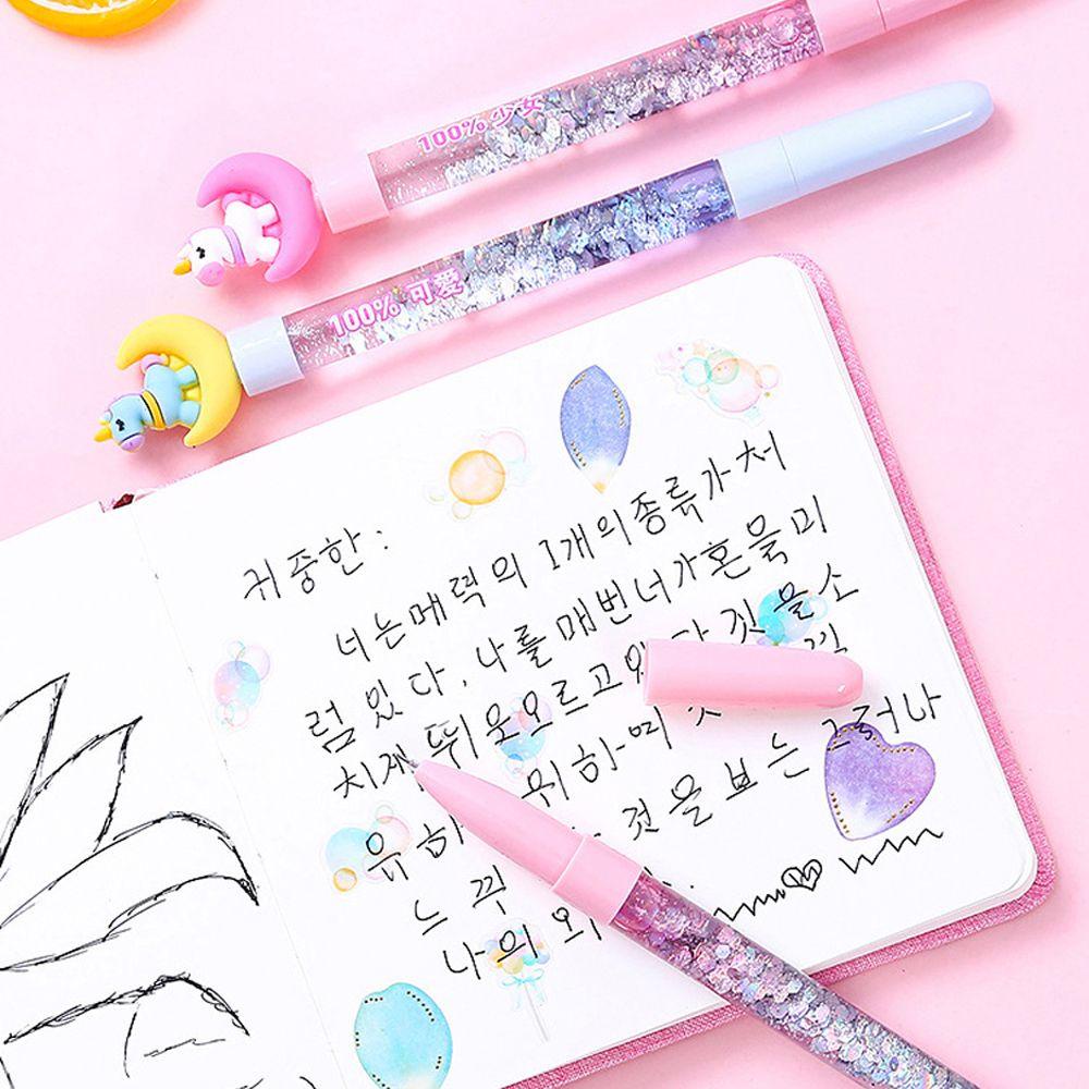 Bút Mực Gel Hình Kỳ Lân / Mặt Trăng Hoạt Hình Đính Kim Sa Sáng Tạo Cho Bé