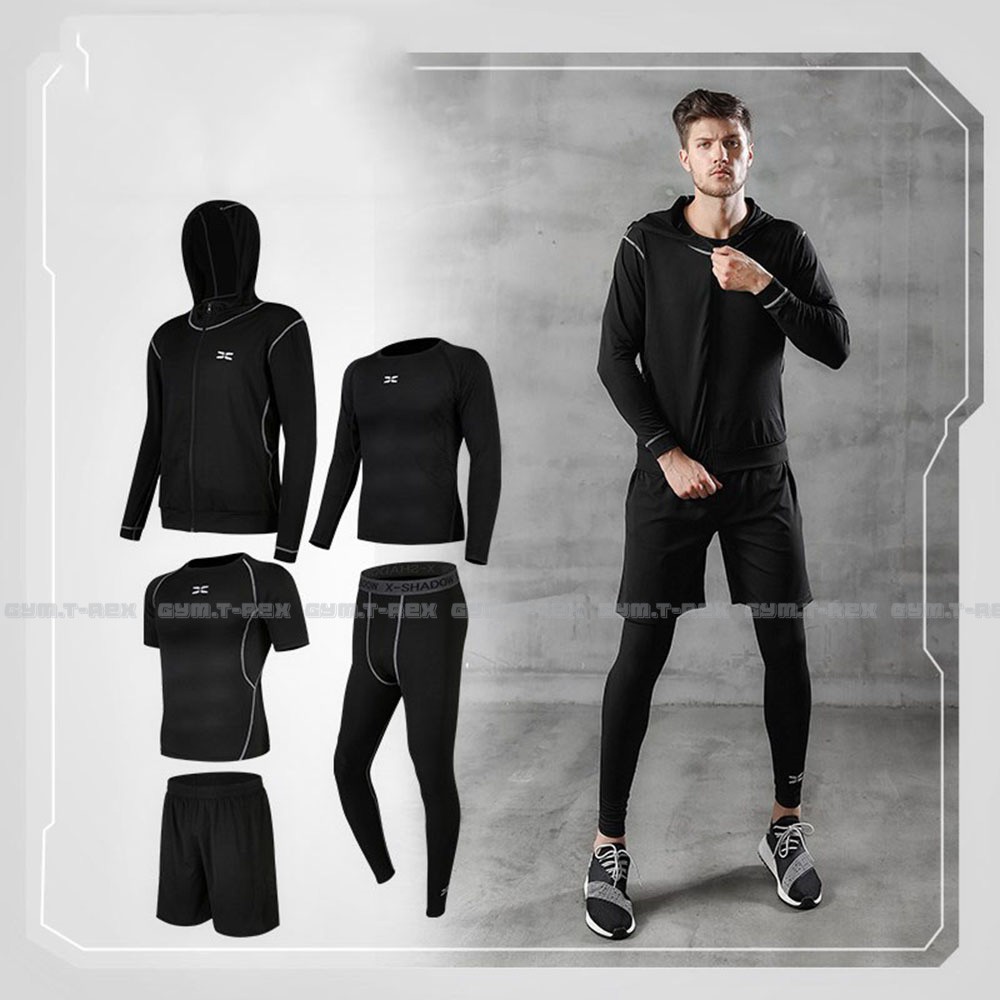 Quần áo gym nam Pro combat ôm body SP037, Bộ quần áo thể thao nam - Gym Trex