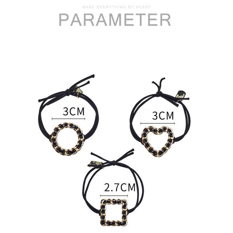 Dây Cột Tóc Cao Su Co Giãn Phối Dây Xích Kim Loại Tròn / Trái Tim Thời Trang Đơn Giản Cho Nữ