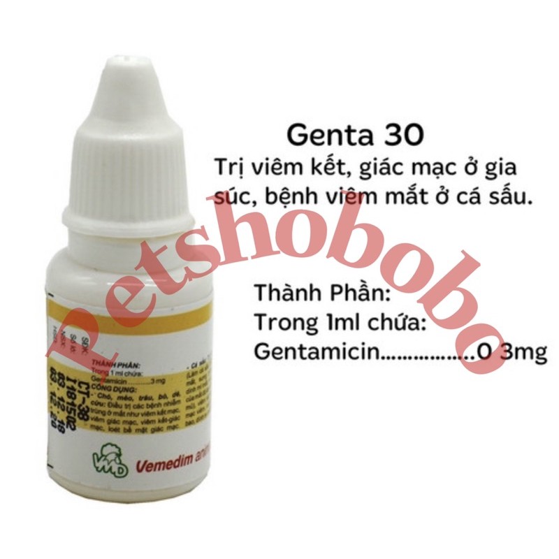 GENTA 30 dùng cho viêm, nhiễm trùng mắt