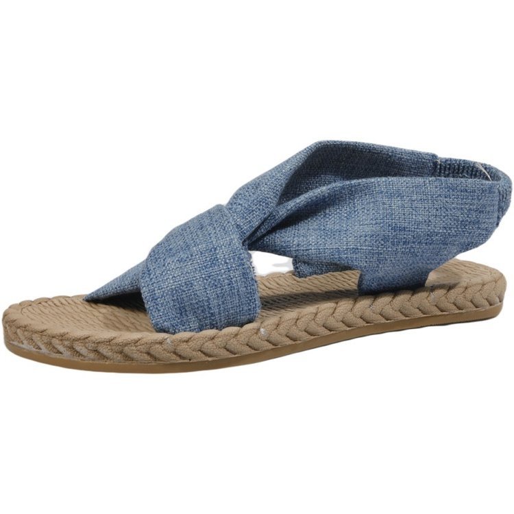 Giày Sandal Rơm Đan Dây Co Giãn Phong Cách Mới 2022 Cho Nữ