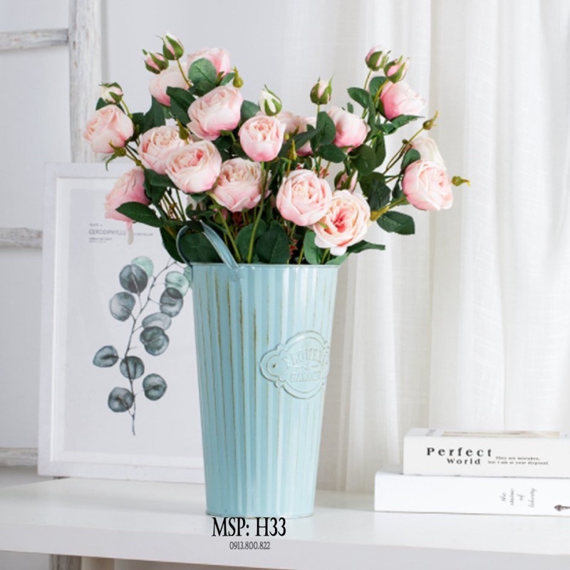Hoa hồng lụa cao cấp trang trí phong cách Châu Âu hiện đại [ mã H33]