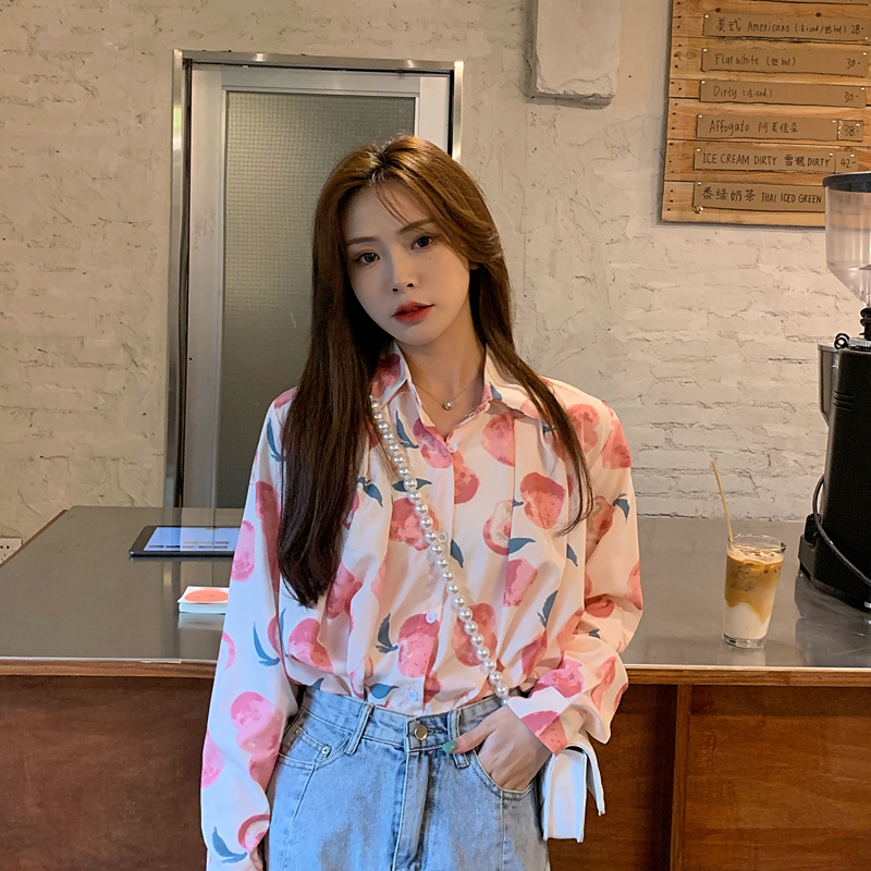 SUXI Áo Sơ Mi Voan Tay Dài In Họa Tiết Độc Đáo Phong Cách Retro Hợp Thời Trang