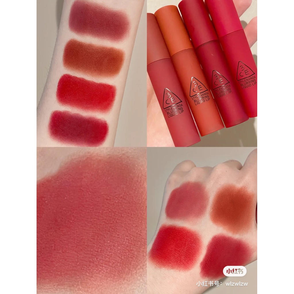 Son Kem Lì Siêu Mịn Không Lộ Vân Môi 3CE Blurring Liquid Lips