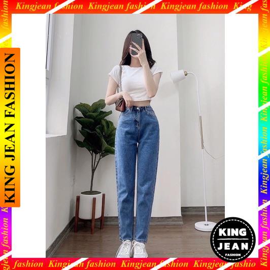 KJ11 Quần jean bò baggy nữ cạp cao hàng Quảng Châu phong cách Hàn Quốc sành điệu style năm 2022 (♥_♥)