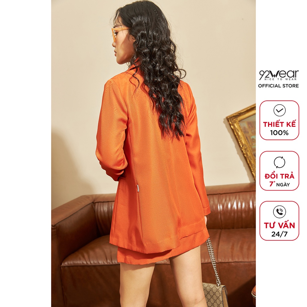 Áo blazer nữ dài tay 2 khuy 92WEAR, thiết kế thanh lịch, trẻ trung VBW1138