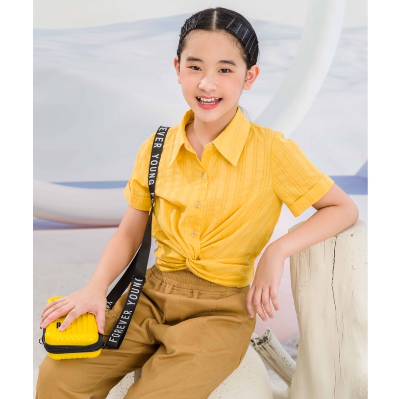 Áo sơ mi JOOKYLI bé gái xoắn eo 16G0976