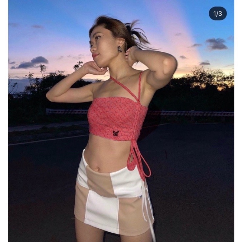 Áo croptop nữ ống rút dây chéo cổ