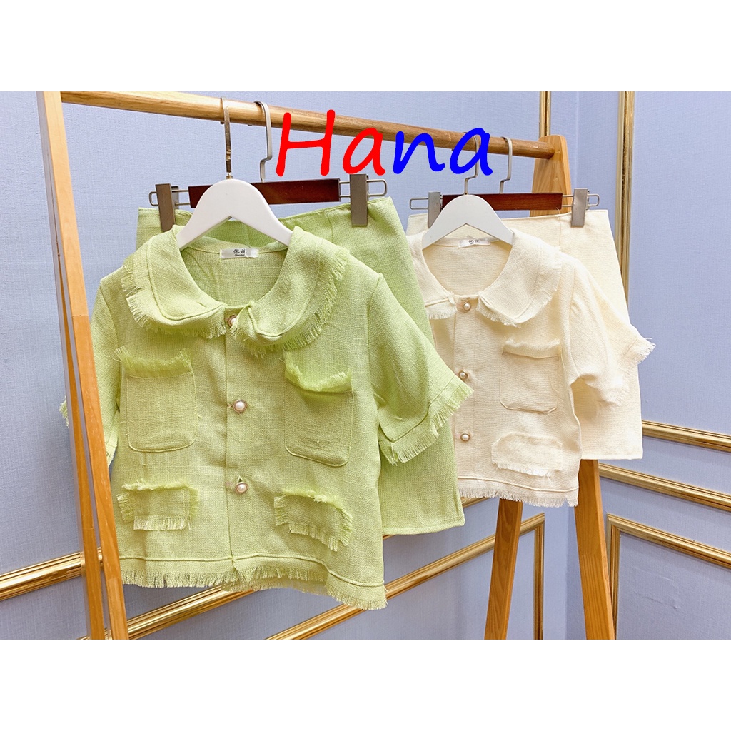 Set dạ hai màu trắng xanh siêu xinh - Hana23