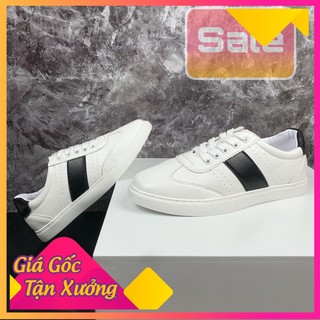 Giày da nam kẻ sọc đen g05- dáng thể thao- sneaker nam
