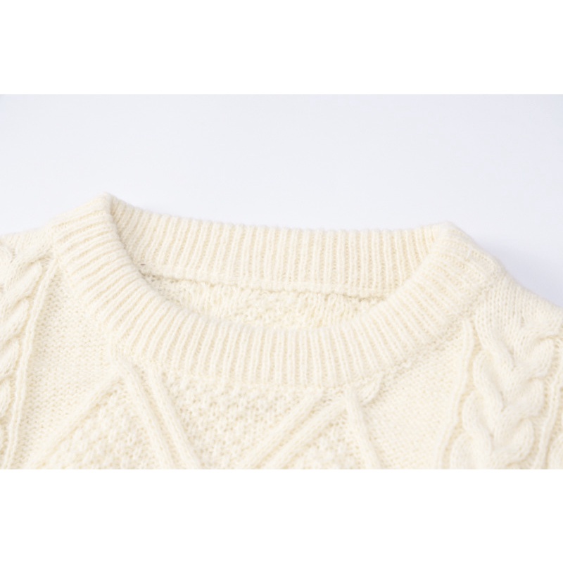 Áo Sweater Dệt Kim Tay Dài Cổ Tròn Dáng Rộng Thời Trang Cho Nữ