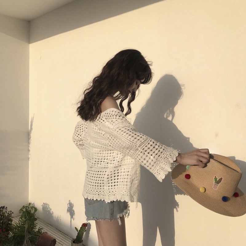 Áo khoác cardigan tay lỡ 3/4 kiểu lưới thời trang dành cho nữ