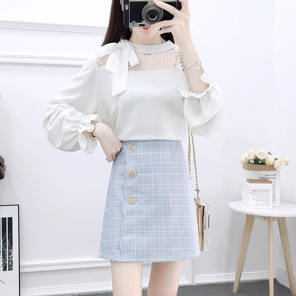 Single / suit kiểu dáng nhỏ thơm nữ thời trang áo voan và váy hai dây kẻ sọc điệu đàEE