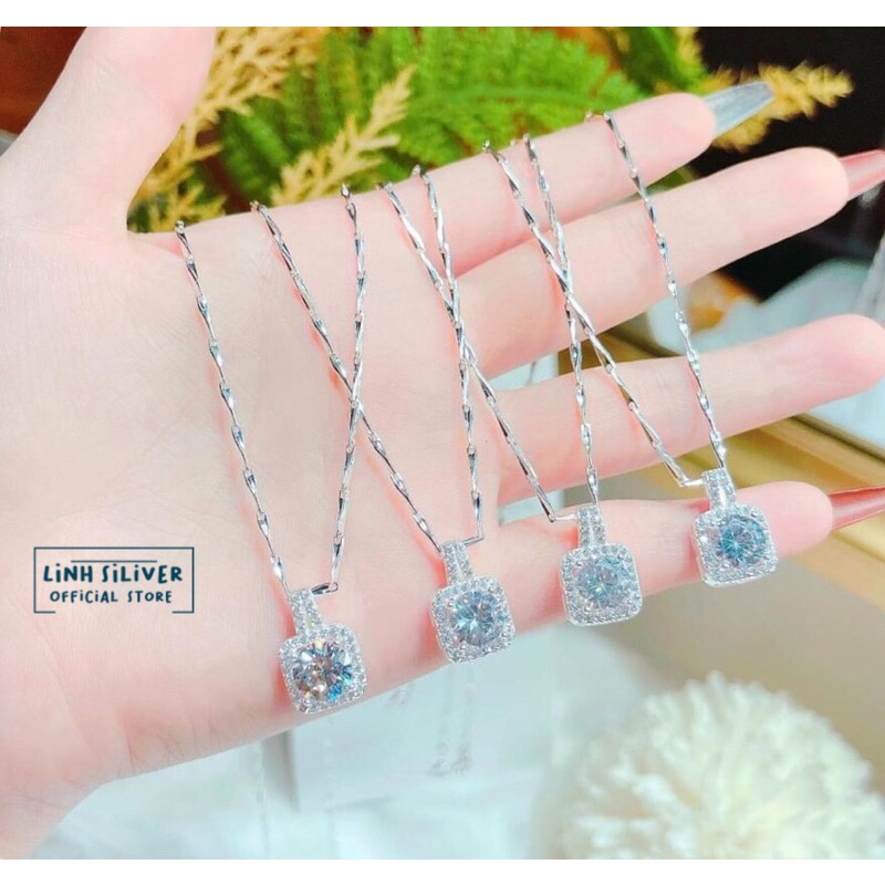 DÂY CHUYỀN MẶT ĐÁ VUÔNG NHIỀU MÀU CHO NỮ- DÂY CHUYỀN BẠC TA