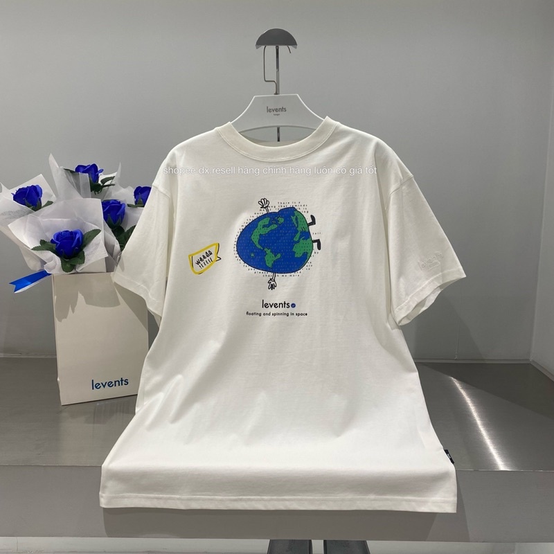 Áo Thun LEVENTS EARTH tee White/Purple Hàng Chính Hãng