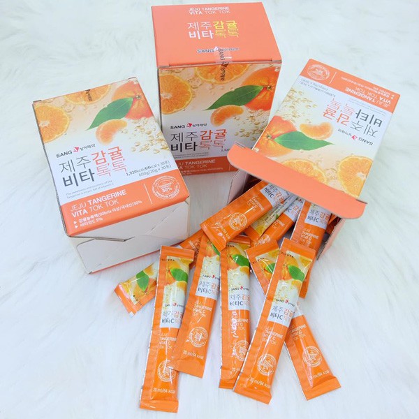 Nước ép quýt Sanga Jeju Tangerine Vita Tok Tok hộp 30 gói - Thanh lọc, giảm cân, tăng sức đề kháng, tăng cường miễn dịch