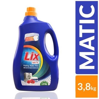 Nước giặt lix matic xanh chuyên dùng cho giặt máy chai 3.8kg hương nước hoa