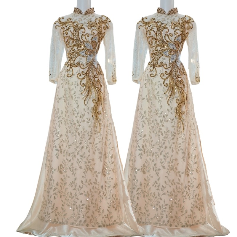 Áo Dài Cô Dâu – Áo Dài Cưới Hot Trend 2021 Màu Da Sang Trọng ADC01