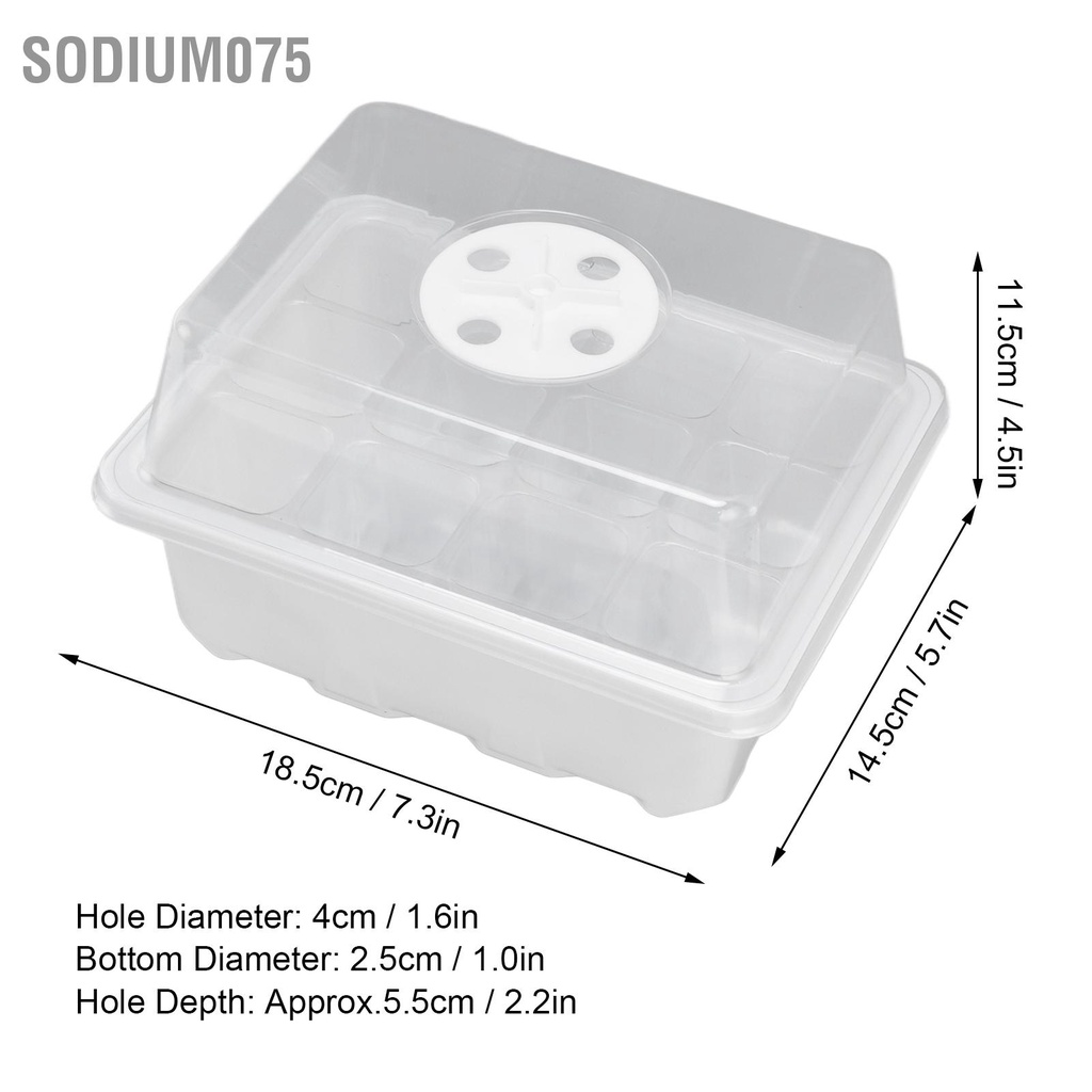 Sodium075 5 cái / bộ Khay ươm cây giống với 12 lỗ thông hơi Hộp khởi động hạt bền để trồng