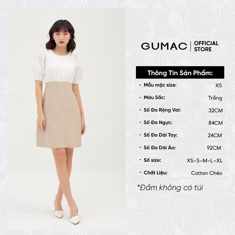 [Mã WABRGUD1 giảm 10% đơn 99K] Đầm ôm nữ tay lỡ phối màu GUMAC đồ công sở thanh lịch, sang trọng DB392