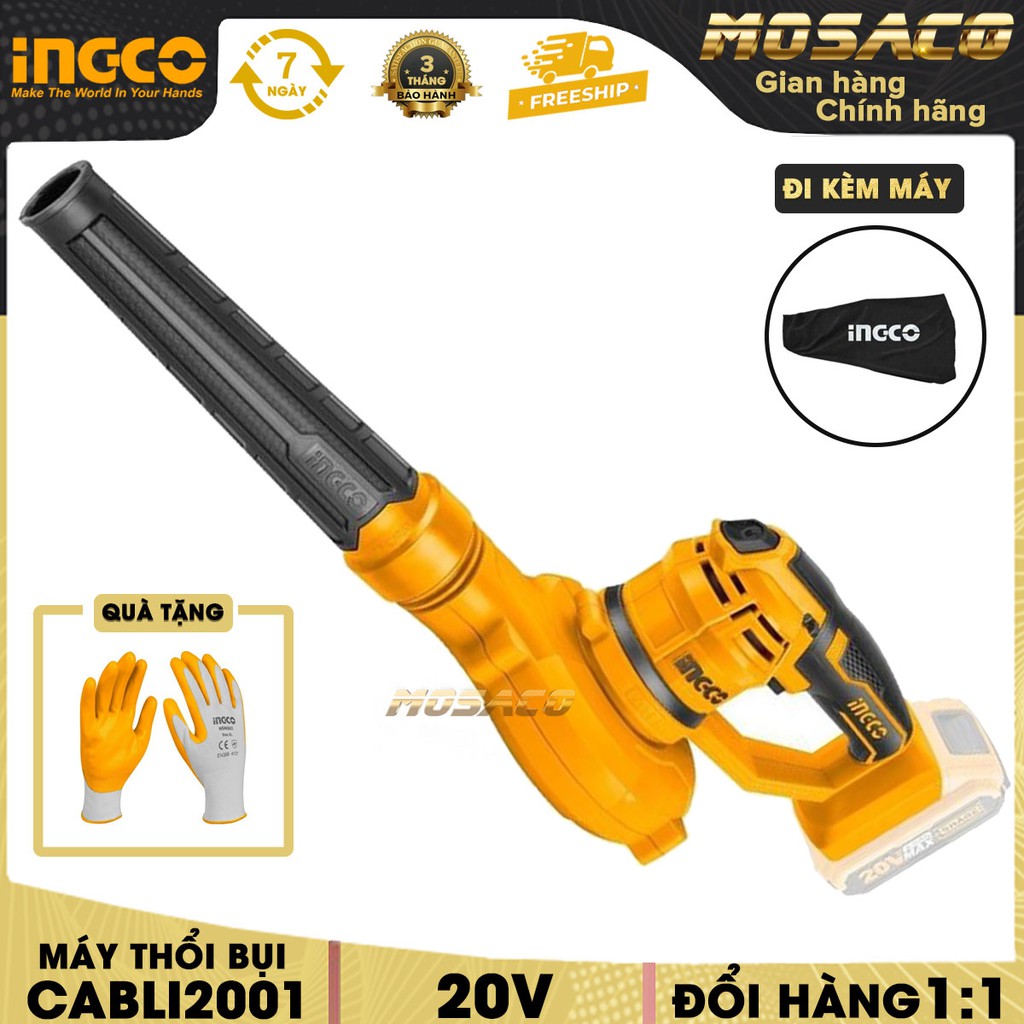 Máy thổi bụi dùng pin Lithium 20V INGCO CABLI2001, điều chỉnh tốc độ hút và thải,không kèm Pin, Sac