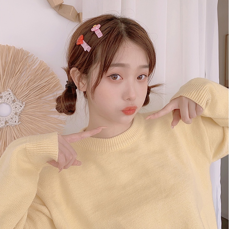 Set 10 kẹp tóc họa tiết hoạt hình phong cách Hàn Quốc cho bé gái