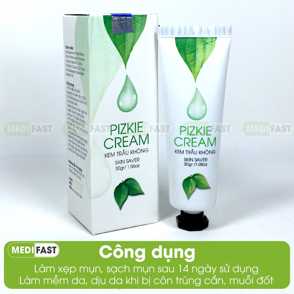 Kem trầu không Pizkie Cream - Làm mềm da, dịu da, rôm sảy, côn trùng, muỗi đốt - an toàn cho bé và gia đình - Tuýp 30g