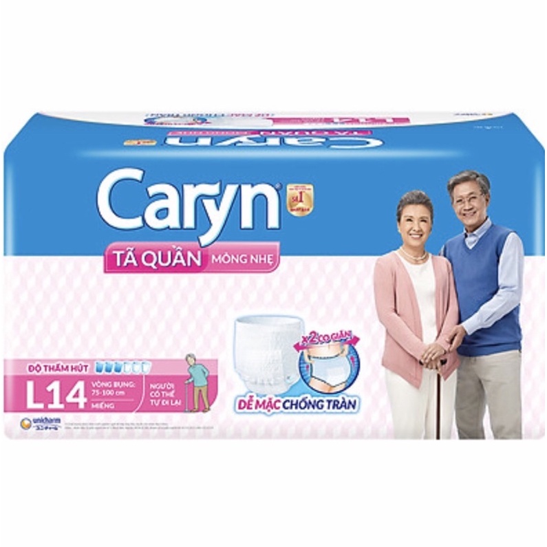 Xã kho Xã Kho Tã người lớn Caryn dạng quần mỏng nhẹ chống tràn size M16/L14