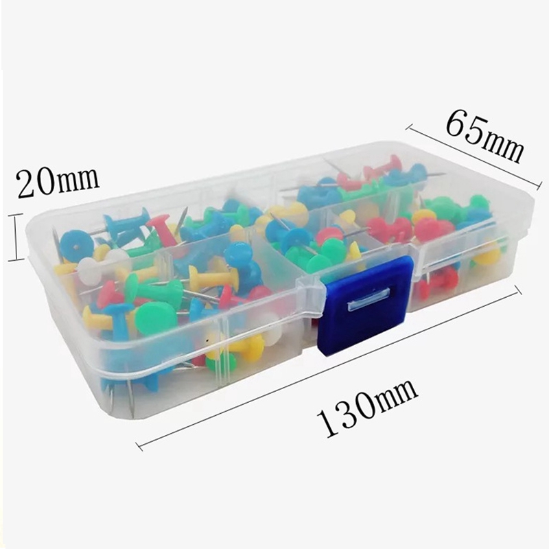 Set 100 chiếc đinh ghim bằng nhựa đầu hình tròn chuyên dùng để hỗ trợ trang trí tranh thủ công