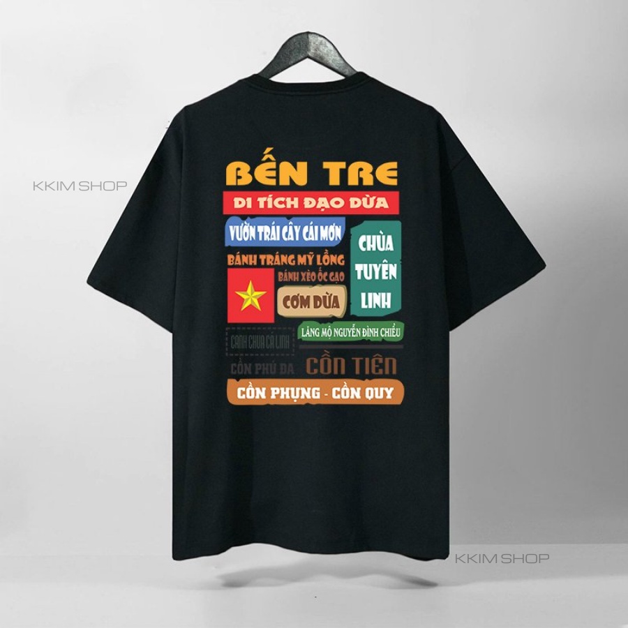 Áo thun tay lỡ BẾN TRE, Áo phông 63 tỉnh thành Form rộng oversize, chất liệu Cotton KKIMSHOP