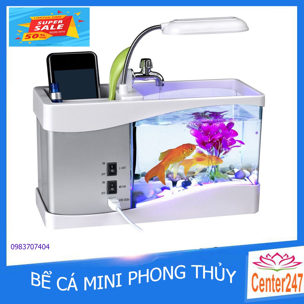 [Hàng sỉ ]💖Bể Cá Mini💖/Rẻ Vô Địch/ Hồ Cá Cảnh Mini Kiêm Đồ Hồ Để Bàn Siêu Đẹp (Tặng Kèm Đá Và Cây Cảnh)