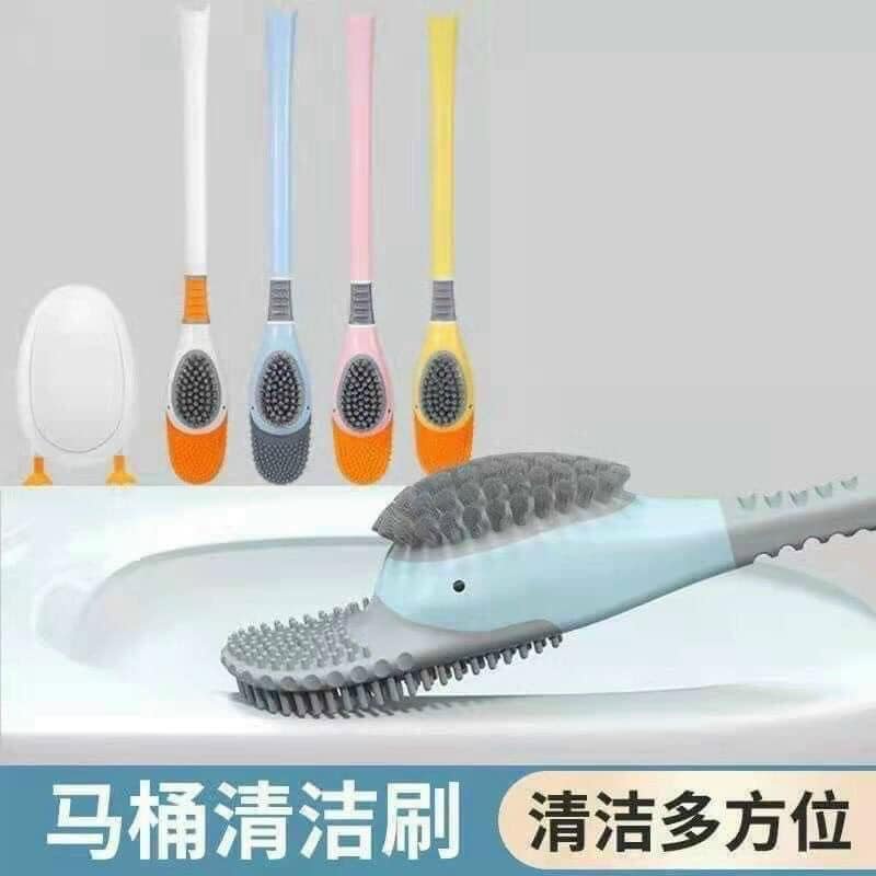Cọ rửa bồn cầu toilet gắn tường | Bàn chải vệ sinh hình chú vịt ngộ nghĩnh,chất liệu silicon siêu mềm mại